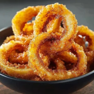 Delicious Apple Cinnamon Curly Fries served with a sweet cinnamon sprinkle