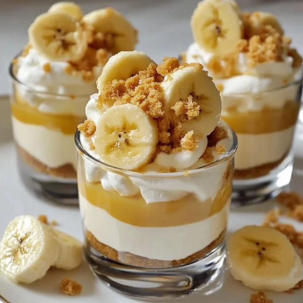 Delicious Banana Caramel Cream dessert with sliced bananas and caramel drizzle