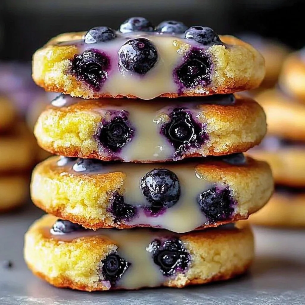 Blueberry Lemon Cookies displayed on a plate with fresh blueberries and lemon slices
