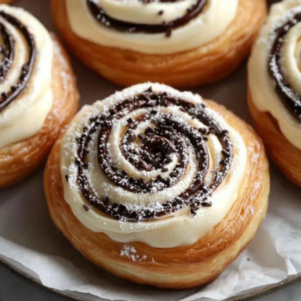 Delicious Chocolate Cream Cheese Danish pastry with rich chocolate filling and cream cheese