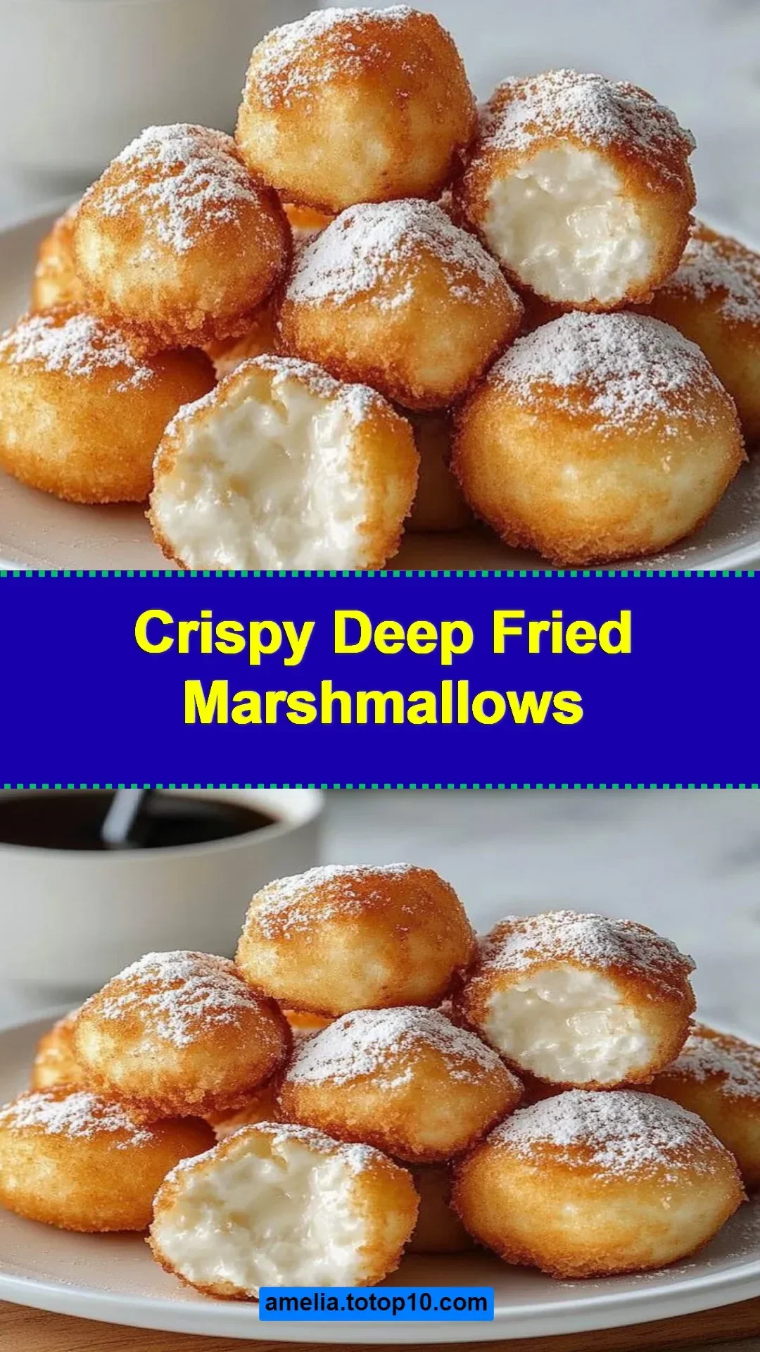 Crispy deep fried marshmallows on a plate, ready to be enjoyed.