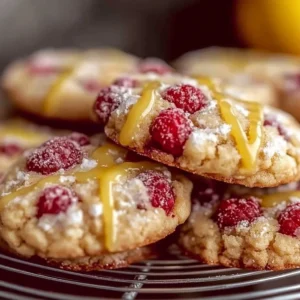 Delicious Lemon Raspberry Cookies on a decorative plate