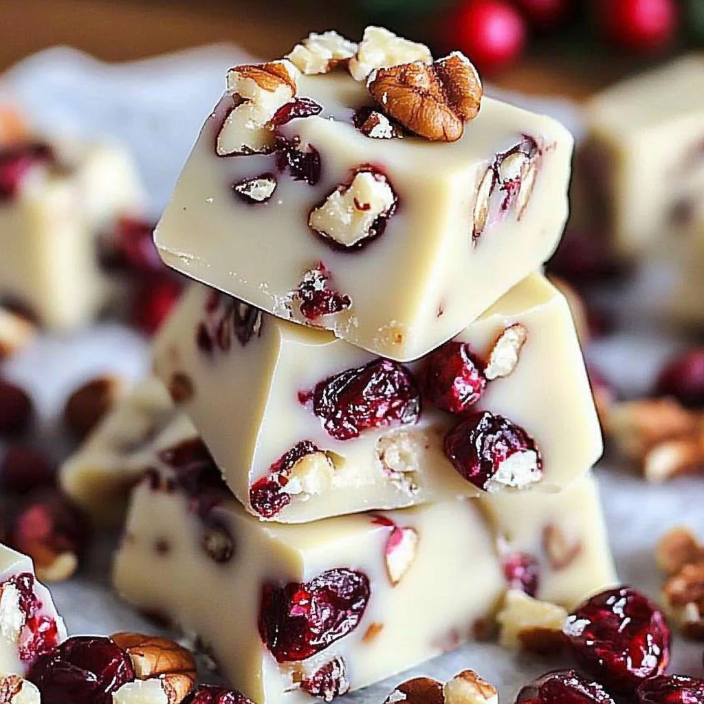 Delicious white chocolate cranberry pecan clusters on a decorative plate