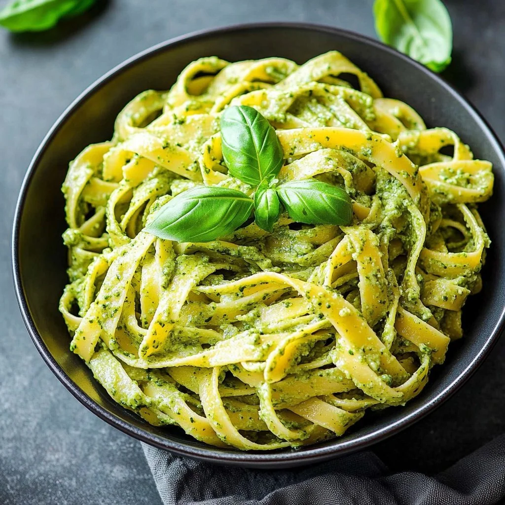 Quick homemade spinach pasta sauce ready in 10 minutes.