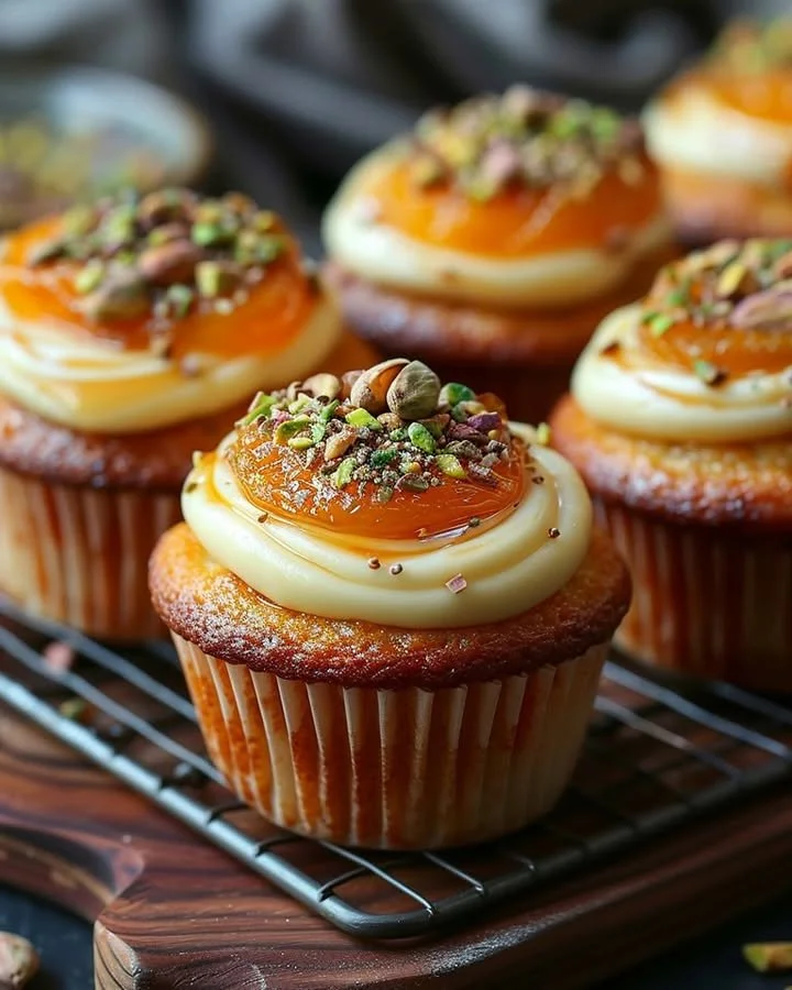 Delicious apricot and pistachio truffles decorated with nuts and chocolate.