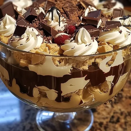 Baileys chocolate cheesecake trifle dessert layers with chocolate and cream
