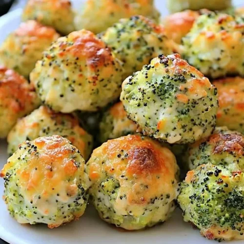Baked broccoli cheese balls served as a healthy snack option.