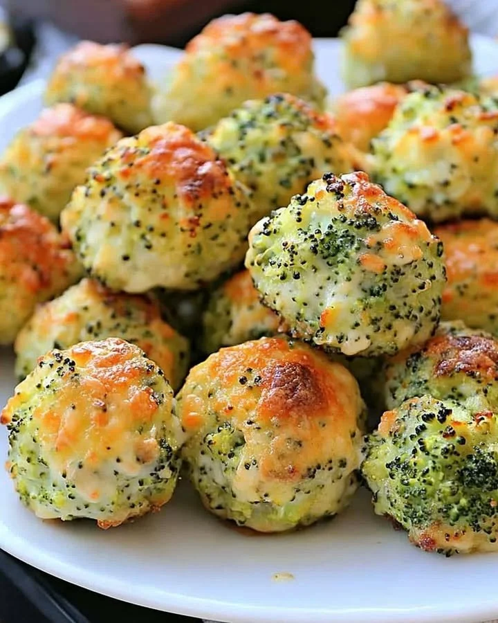 Baked broccoli cheese balls served as a healthy snack option.