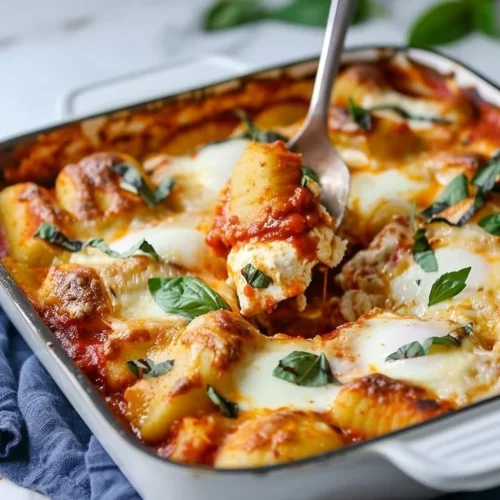 Baked ricotta gnocchi served with fresh herbs and cheese