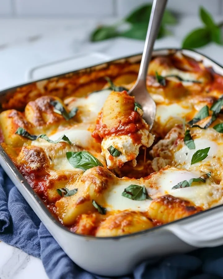 Baked ricotta gnocchi served with fresh herbs and cheese