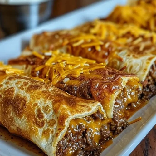 Delicious beef and cheese chimichangas ready to serve.