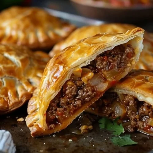 Golden beef and cheese empanadas served on a plate