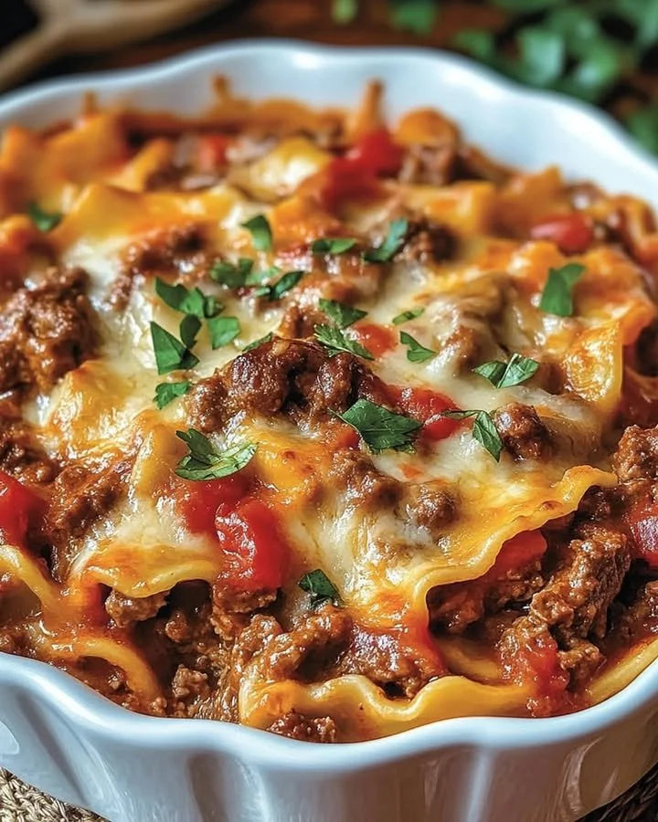 Delicious Beef Lombardi casserole dish ready to serve