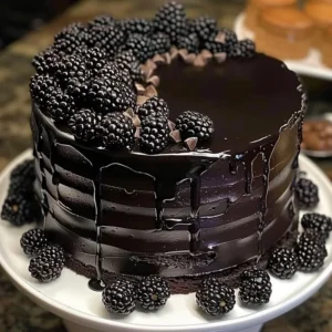 Decadent homemade Black Velvet Cake topped with creamy frosting