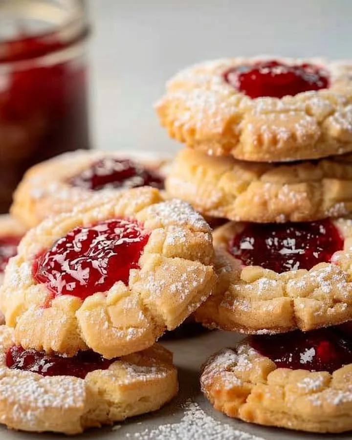Delicious Blackberry Jam Butter Cookies on a plate, perfect for dessert lovers.