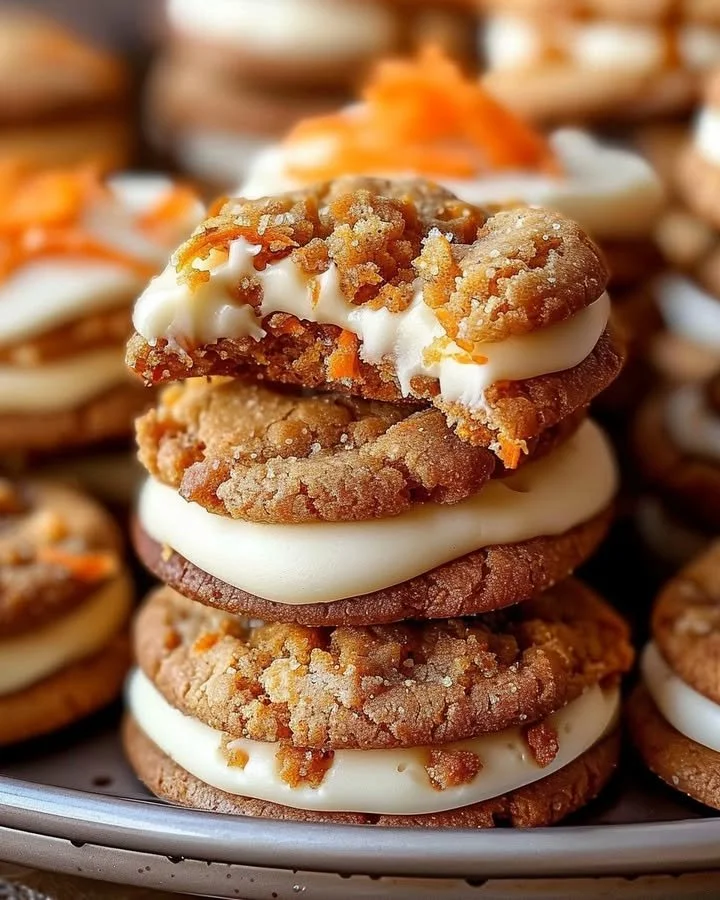 Delicious Carrot Cake Cheesecake Cookies with cream cheese frosting