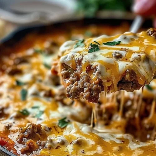 Bowl of cheesy sausage dip served with tortilla chips for dipping