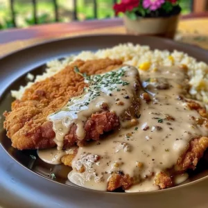 Classic Chicken Fried Steak served with creamy gravy and side dishes