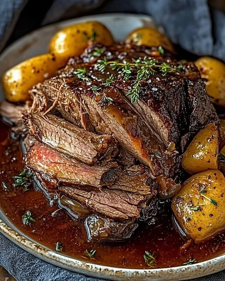 Delicious Classic Slow Cooker Pot Roast with vegetables and rich gravy