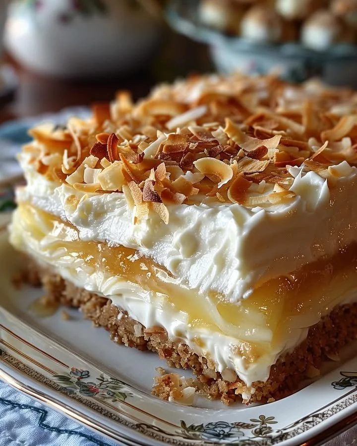 Delicious coconut cream layered dessert with creamy texture and fresh toppings