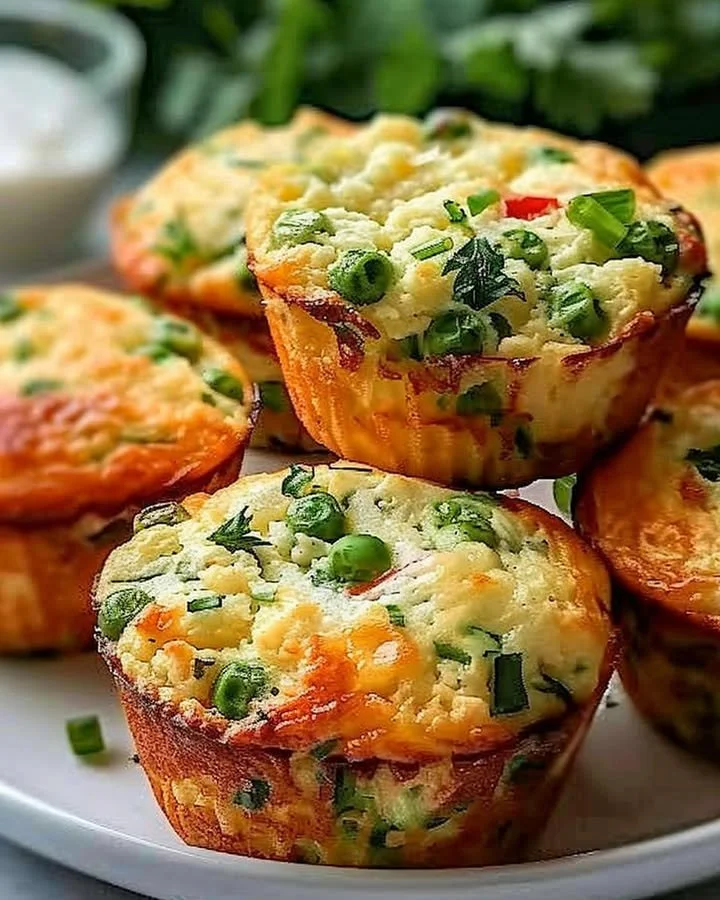 Delicious cottage cheese breakfast muffins served on a plate