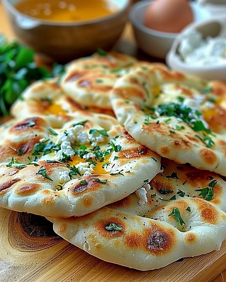 Homemade cottage cheese flatbread served with fresh toppings