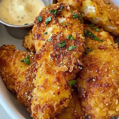 Delicious Crack Chicken Tenders served on a plate with garnishes.