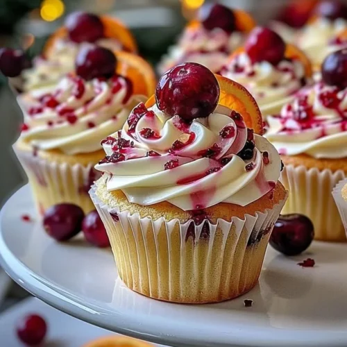 Cranberry Orange Cupcakes with white chocolate frosting