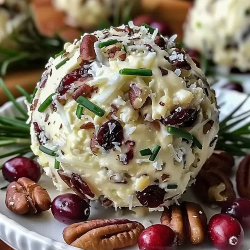 Cranberry Pecan Cheese Ball served on a platter with crackers and nuts