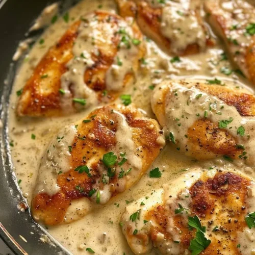 Delicious creamy ranch chicken served with sides on a plate