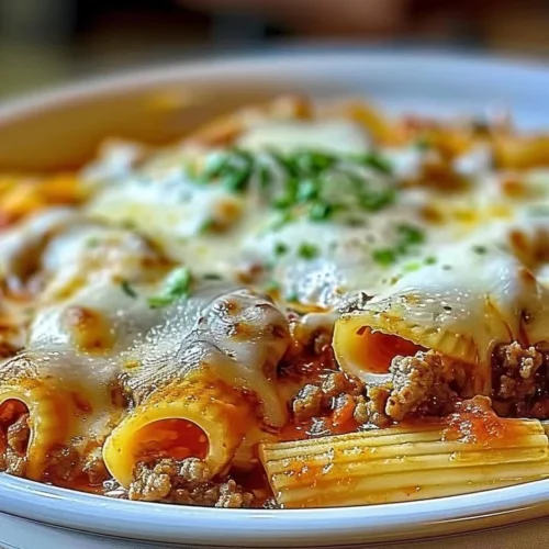 Creamy ricotta beef stuffed shells pasta topped with marinara sauce