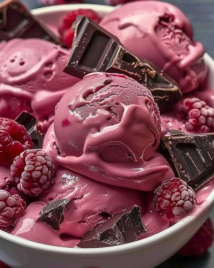 Crimson Cocoa Rhapsody Ice Cream in a bowl topped with chocolate shavings