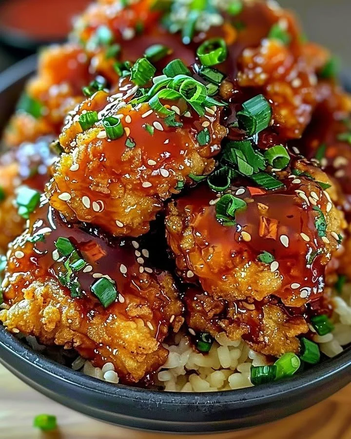 Crispy Bang Bang Chicken dish with sauce and garnishes