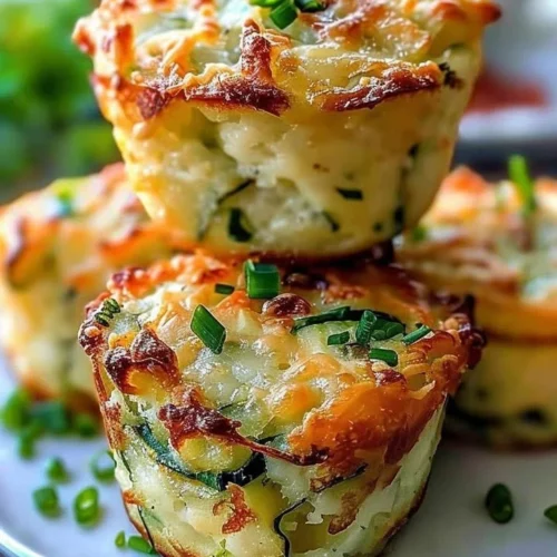 Crispy Parmesan Zucchini Potato Muffins on a wooden table