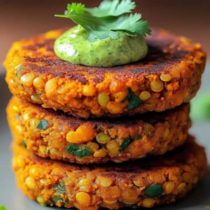 Crispy sweet potato and red lentil patties served with a fresh salad.