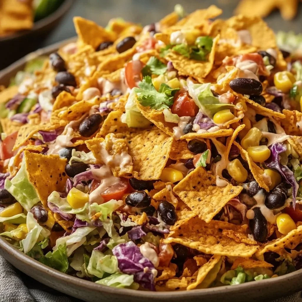 Crunchy Cabbage and Black Bean Salad topped with fresh ingredients