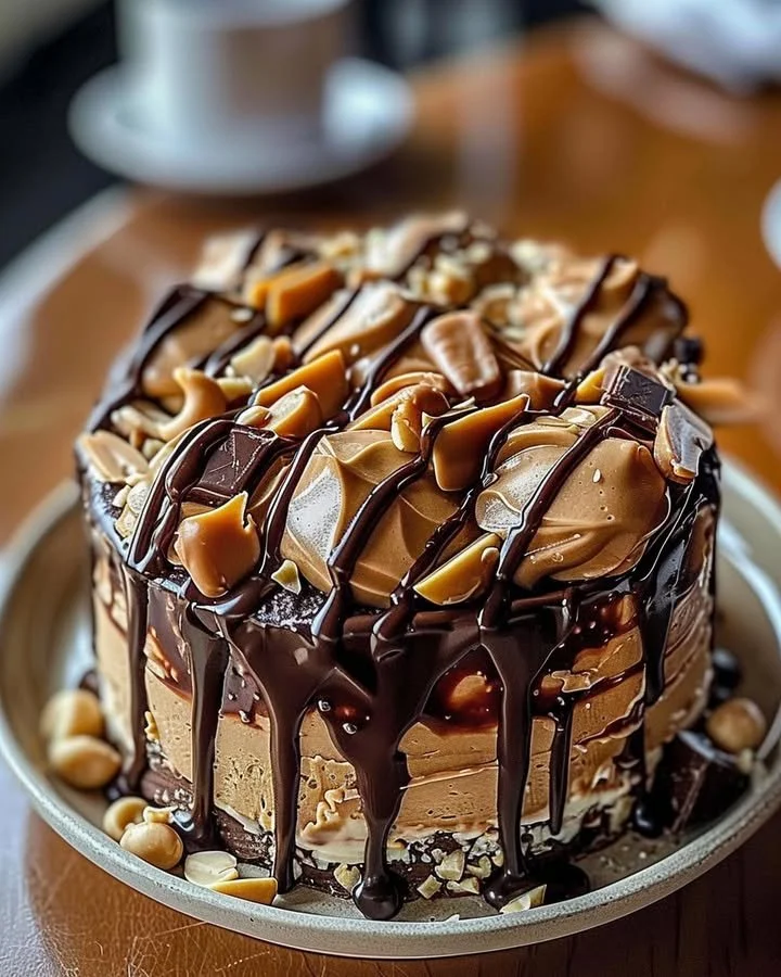 Decadent chocolate peanut butter dessert with creamy texture and rich flavors