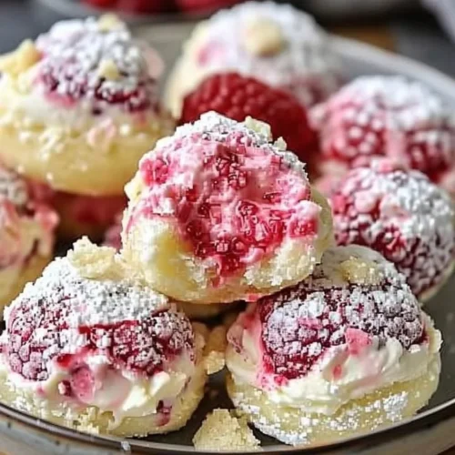 Delicious raspberry cream cheese bites arranged on a plate