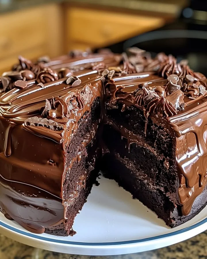Delicious double chocolate Coca-Cola cake showcasing rich chocolate layers and a fizzy twist