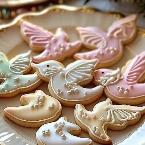 Delicious Dove Sugar Cookies on a decorative plate