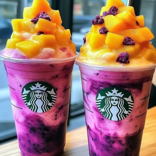 Dragon Fruit Mango Sunset Flushies Frappuccino deliciously blended drink