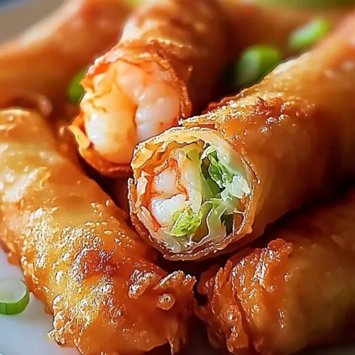 Crispy shrimp egg rolls with cabbage, a delicious appetizer.