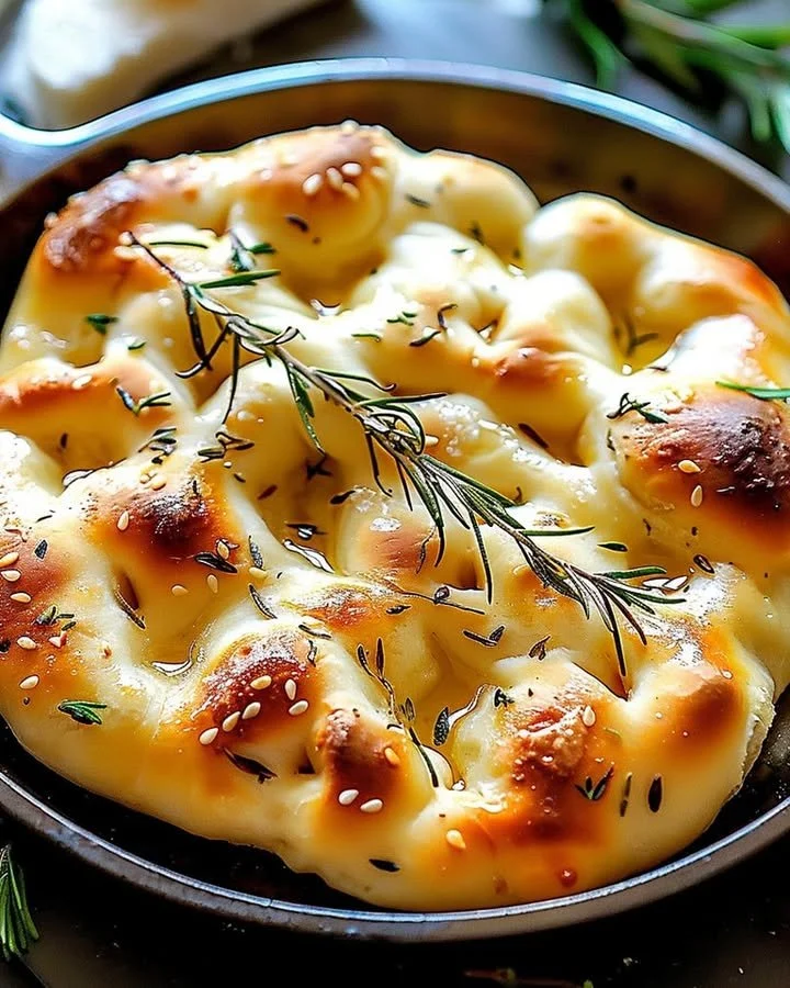 Delicious homemade focaccia bread fresh out of the oven