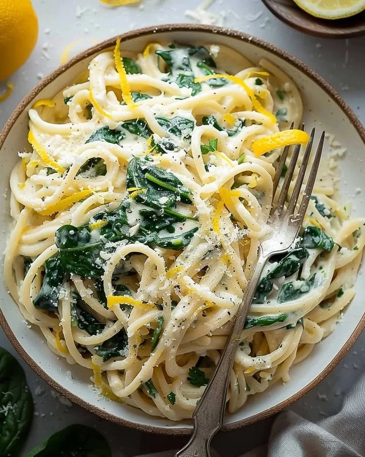 Easy lemon ricotta pasta with spinach, a delicious and quick meal option.