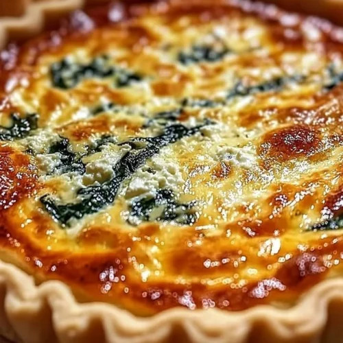 Elegant ricotta and spinach quiche fresh out of the oven