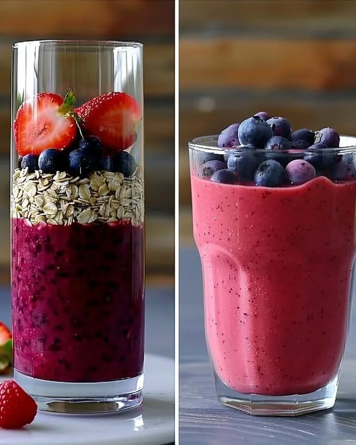 Explosive Red Energy Shake filled with fruits and nutrients for a natural energy boost