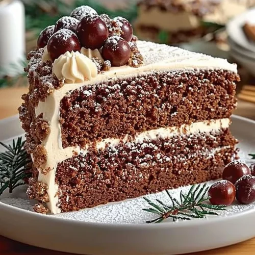 A beautifully decorated festive gingerbread cake with icing and festive toppings