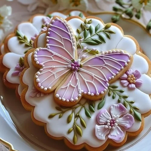 Decorative Floral Butter Cookies with Royal Icing in vibrant colors