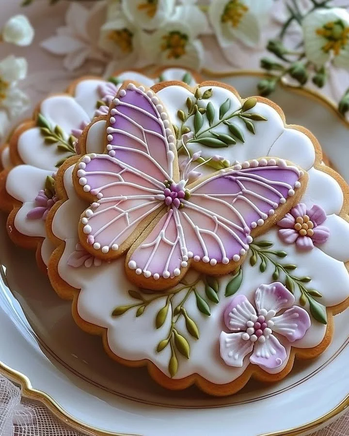 Decorative Floral Butter Cookies with Royal Icing in vibrant colors
