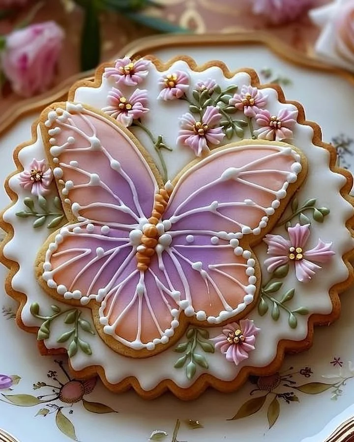 Delicious Floral Butter Cookies decorated with vibrant royal icing